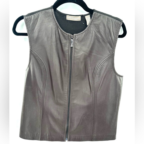 Valerie Steven’s‎ Women’s Size Petite Large Brown 100% Leather Vest - Picture 1 of 5